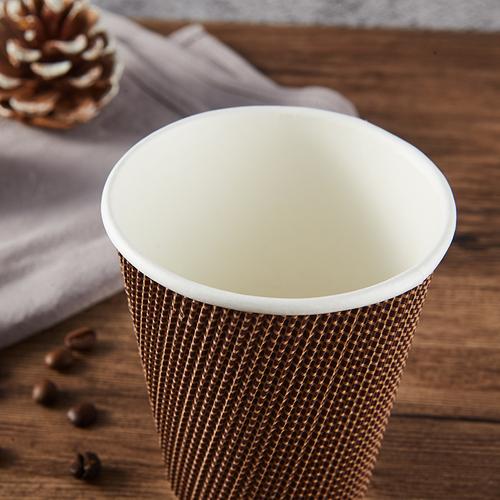 厂家直销加厚防烫手便携咖啡杯一次性纸杯带盖奶茶杯热饮瓦楞杯